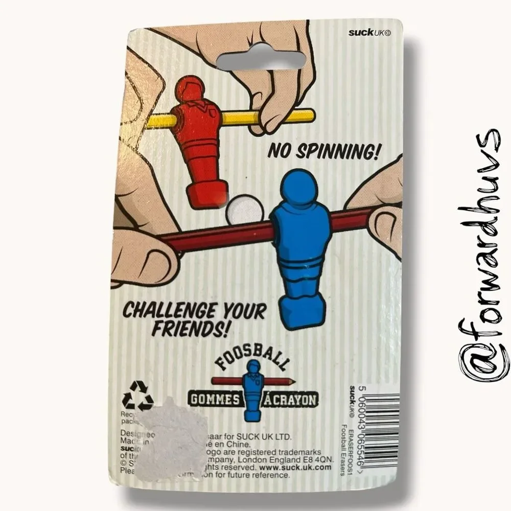SUCK UK Foosball Pencil Eraser Set Novelty Desk Accessory NIP
